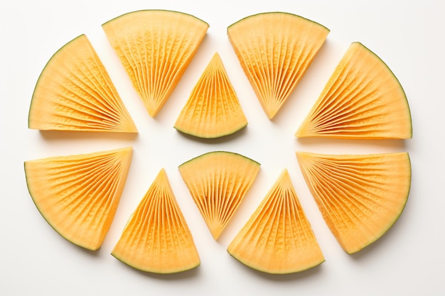 Photo cantaloupe halves arranged in a fan shape natural snack fresh fruit cantaloupe image