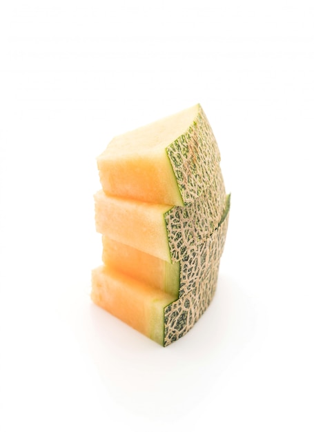 cantaloupe melon on white