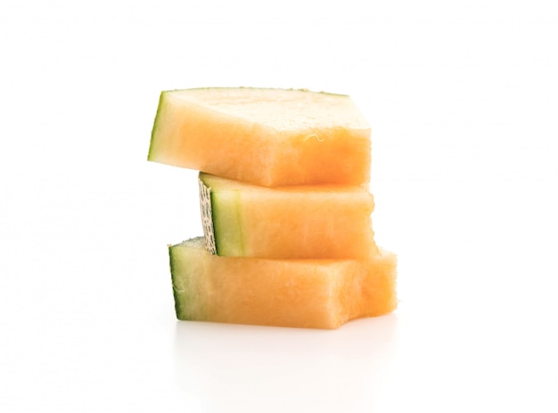 cantaloupe melon on white