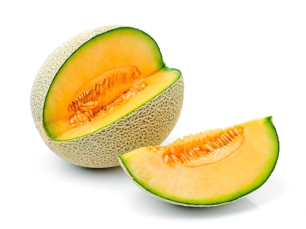 Cantaloupe  melon on white 