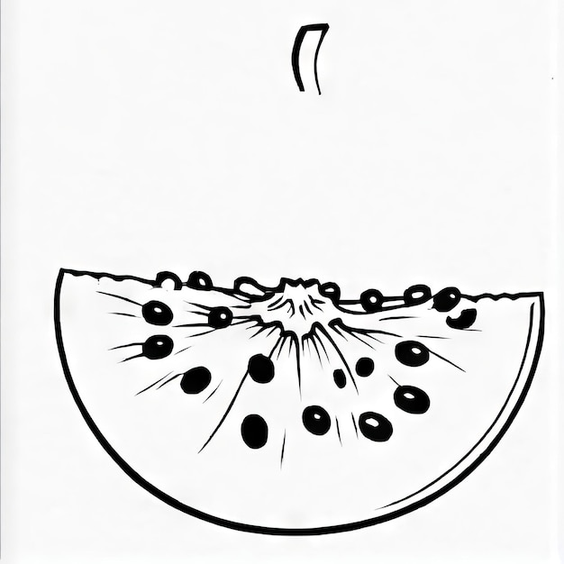 cantaloupe outline black and white cute coloring book