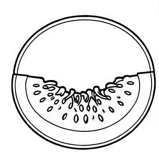 cantaloupe outline black and white cute coloring book