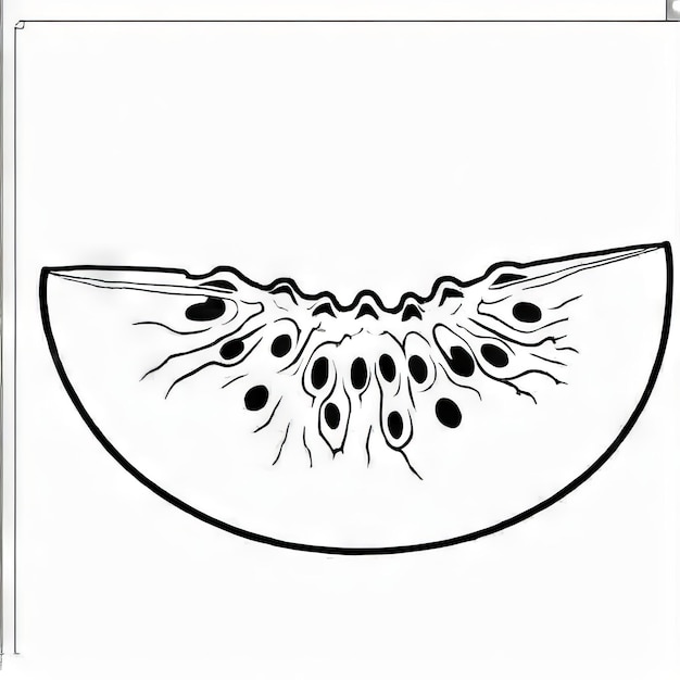 cantaloupe outline black and white cute coloring book