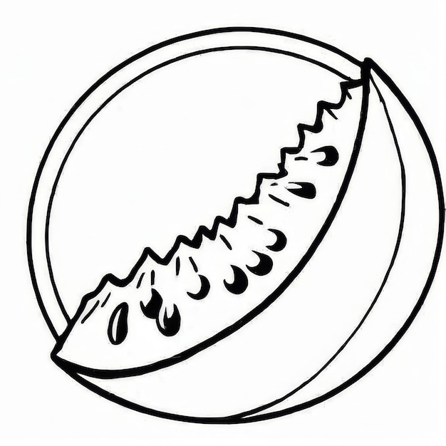 cantaloupe outline black and white cute coloring book