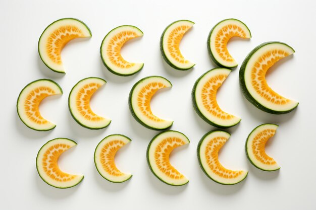 Photo cantaloupe quarters forming a spiral patt natural snack fresh fruit cantaloupe image