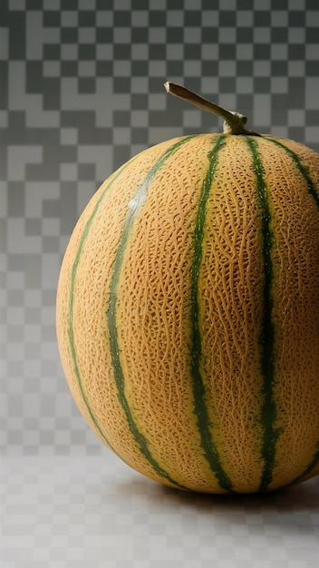 Photo cantaloupe side view full length isolate on transparency background png