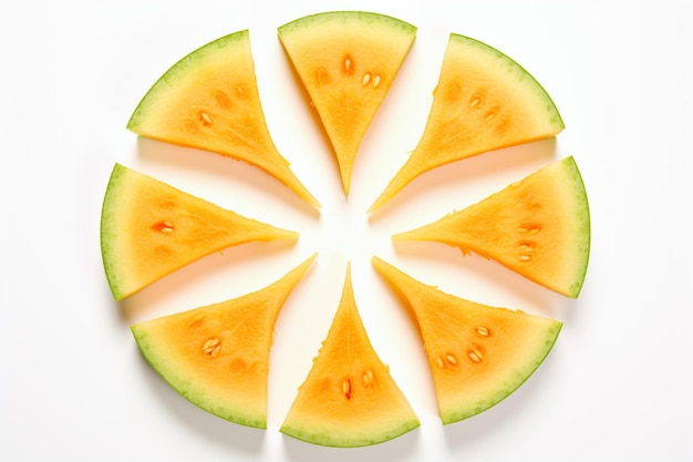 Cantaloupe slices arranged symmetrically natural snack fresh fruit Cantaloupe image