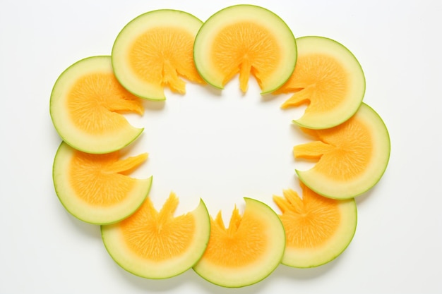 Cantaloupe slices forming a circular patt natural snack fresh fruit Cantaloupe image