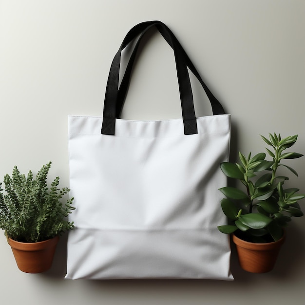 Canvas bag mockup of fabric tote Cloth totebag with handle