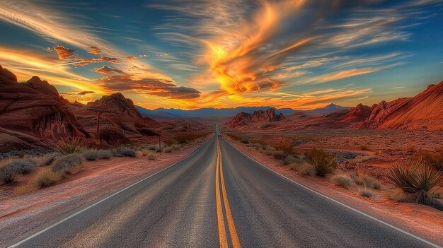 Photo canyon road scenic desert highway at valley of fire with stunning mountain landscape