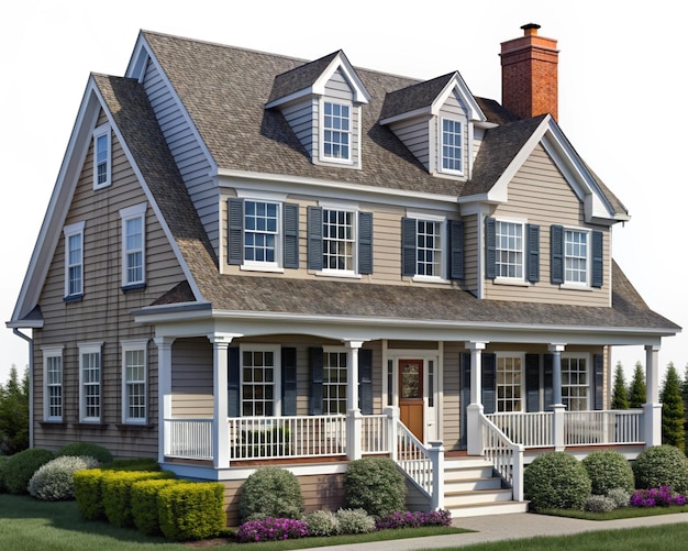 Cape Cod house isolated on transparent background