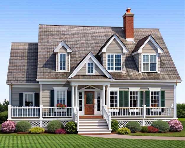 Cape Cod house isolated on transparent background