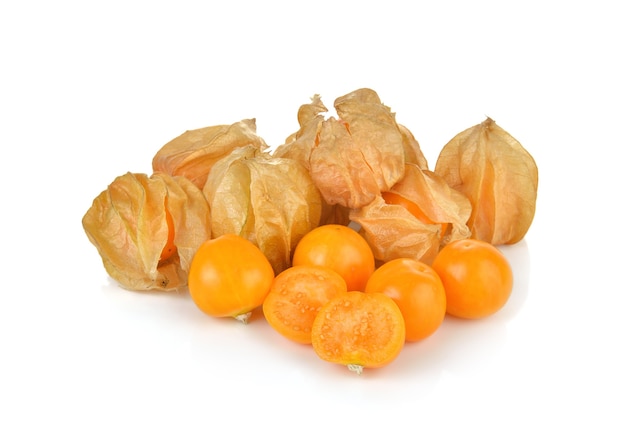 Cape gooseberries on white background