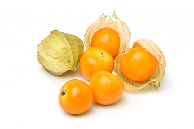 Cape gooseberry fruits  isolated on white.