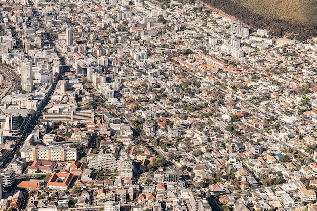 Cape Town aerial view shot from a helicopter