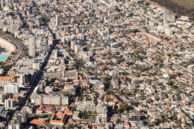 Cape Town aerial view shot from a helicopter