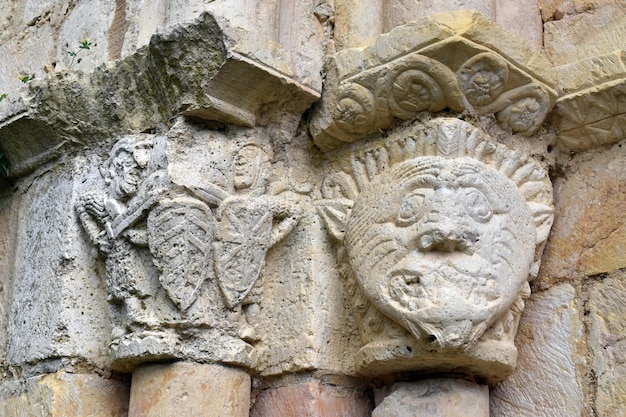 Capitals of the Romanesque church of Ribera. Valderejo Natural Park. Basque Country. Spain