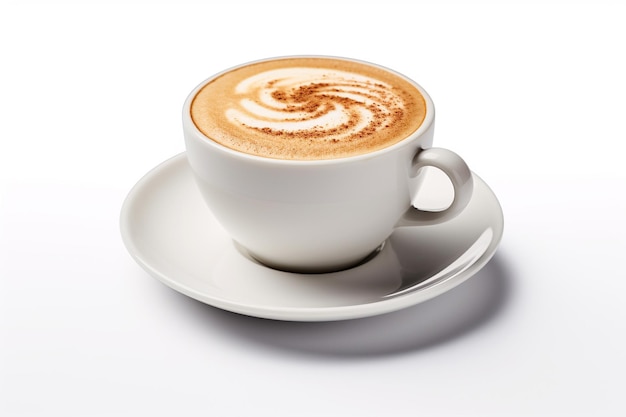 cappuccino in a ceramic cup with a white background