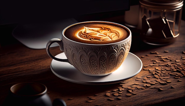 Cappuccino Cup of Cappuccino Coffee Created with Generative AI