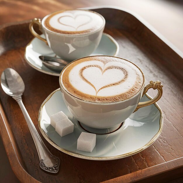 A cappuccino with a heart shape design