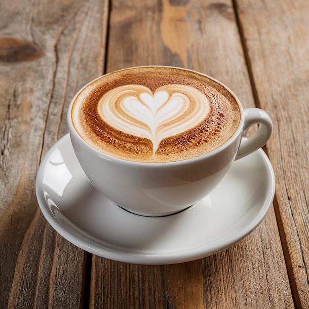 A cappuccino with a heart shape design