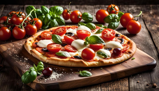 Caprese Pizza with Fresh Mozzarella and Cherry Tomatoes