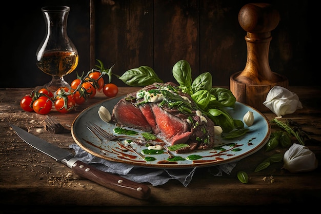 Caprese Salad And Italian Steak