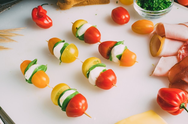 Caprese salad on sticks