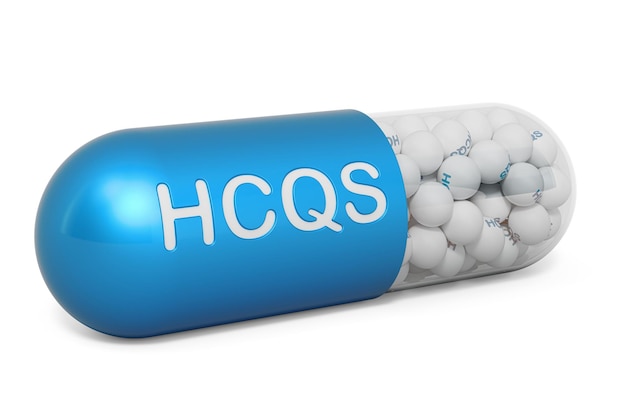 Capsule of hydroxychloroquine HCQ 3D rendering