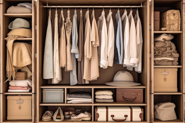 capsule Wardrobe decorated furniture professional advertising photography AI Generated