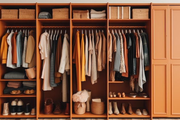 capsule Wardrobe decorated furniture professional advertising photography AI Generated