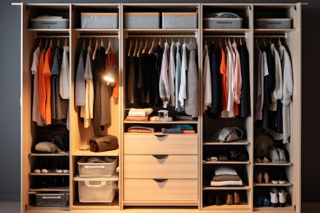 capsule Wardrobe decorated furniture professional advertising photography AI Generated