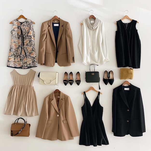 A capsule wardrobe featuring versatile pieces that can be mixed and matched