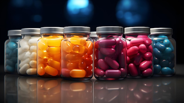 Capsules of Color Bottled Pills