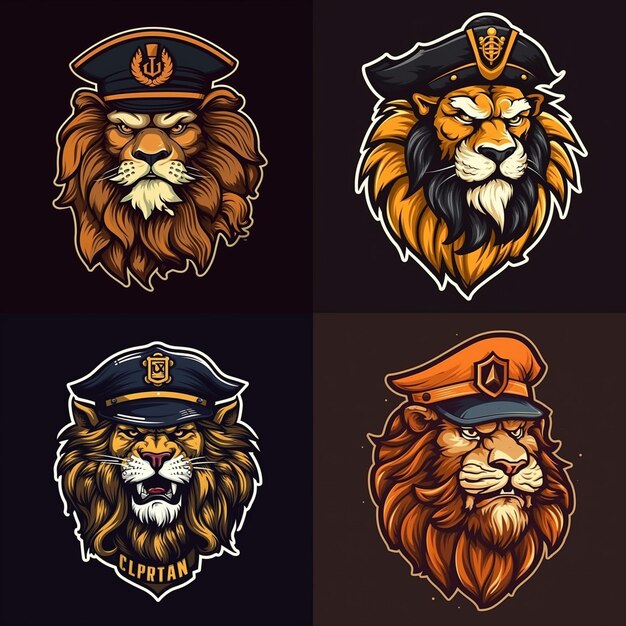 Captain lion mascot logo 3