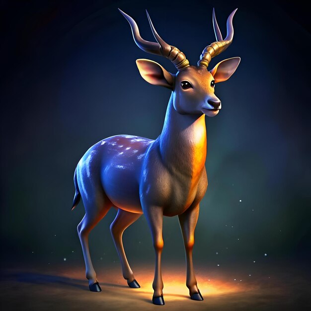 A captivating 3D illustration of a Sambar deer with a soft glow emanating from the ground perfect for nature wildlife and fantasy projects