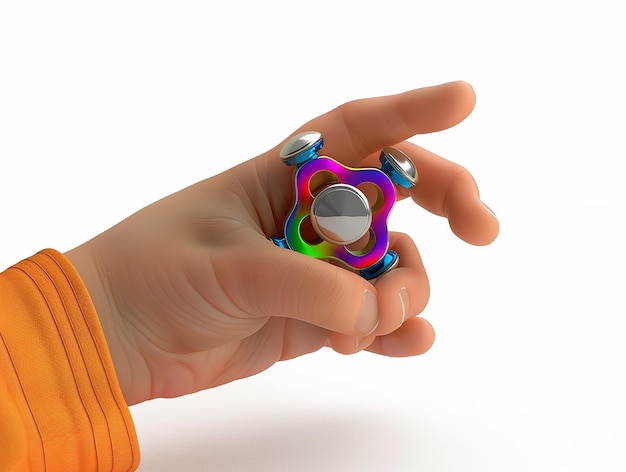 Photo captivating 3d render of a childs hand with a fidget spinner