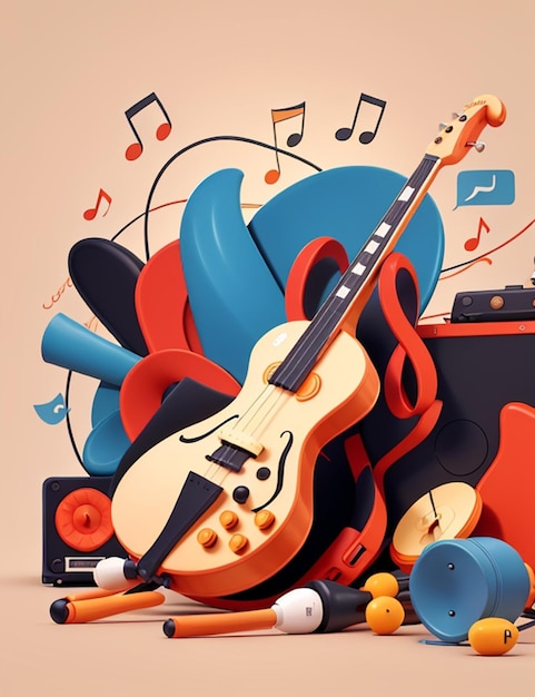 Photo a captivating 3d rendered educational poster of world music day