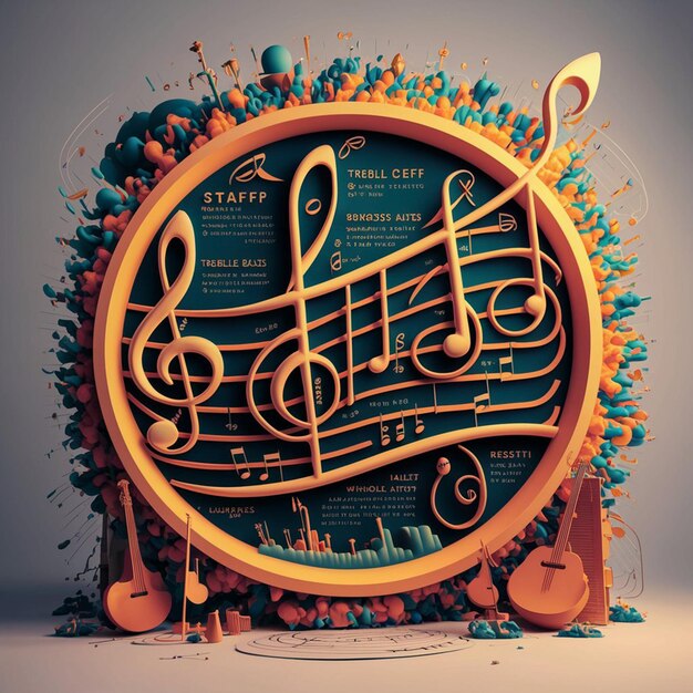 Photo a captivating 3d rendered educational poster of world music day