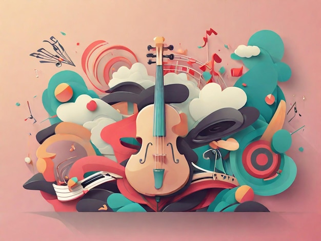 Photo a captivating 3d rendered educational poster of world music day