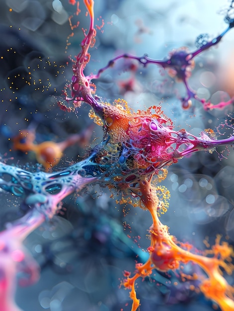 Captivating 3D Rendered Microscopic Molecular Abstraction with Ethereal Wisps of EnergyIridescent