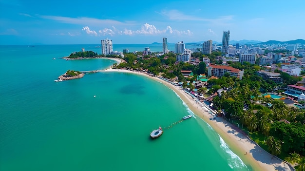 Photo captivating aerial perspective of pattaya s vibrant coastal cityscape