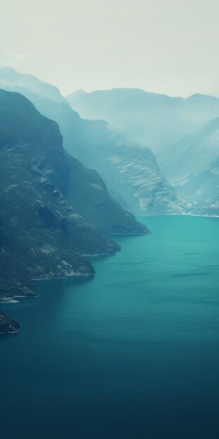 Captivating Aerial View Of Norwegian Mountains And Turquoise Lake