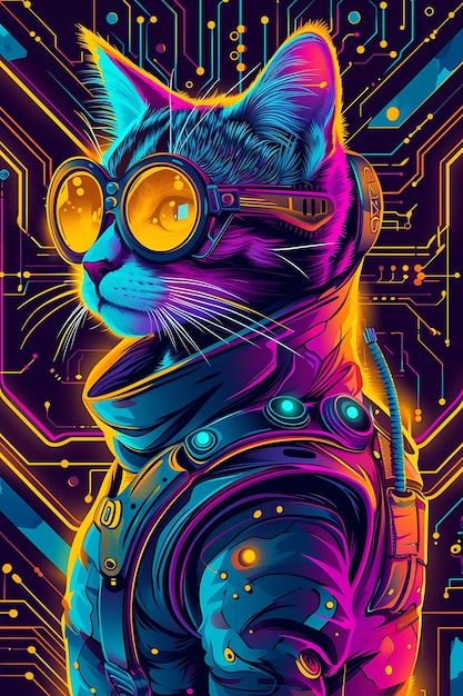 Captivating Animal Portraits Cyber Pet Style and Vibrant Colors in Stunning Digital Art