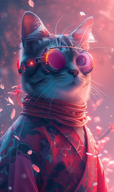 Captivating Animal Portraits Cyber Pet Style and Vibrant Colors in Stunning Digital Art