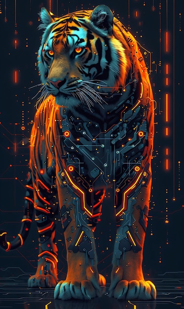 Captivating Animal Portraits Cyber Pet Style and Vibrant Colors in Stunning Digital Art