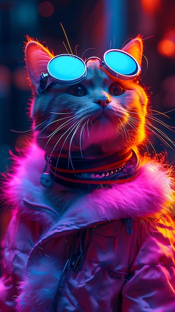 Captivating Animal Portraits Cyber Pet Style and Vibrant Colors in Stunning Digital Art