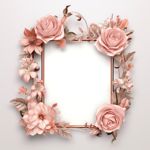 Captivating Anniversary Frame Square Floral Art on White Background