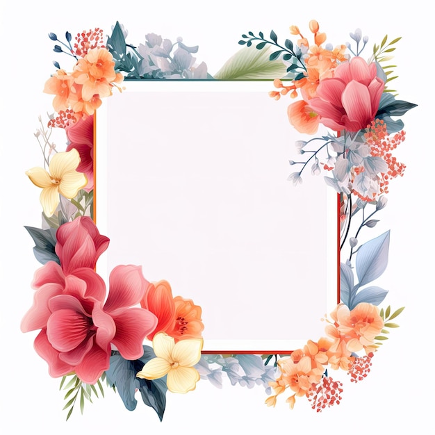 Captivating Anniversary Frame Square Floral Art on White Background