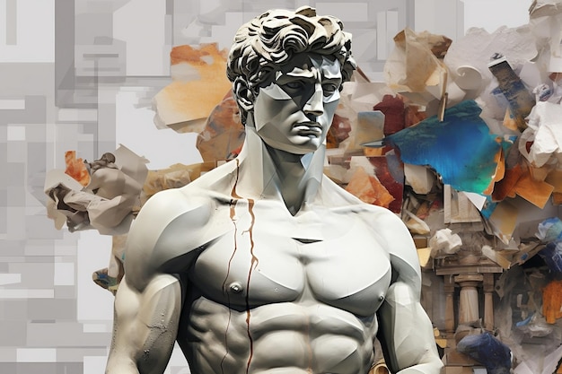 Captivating Art Collage Showcasing Iconic David Sculpture Generative AI